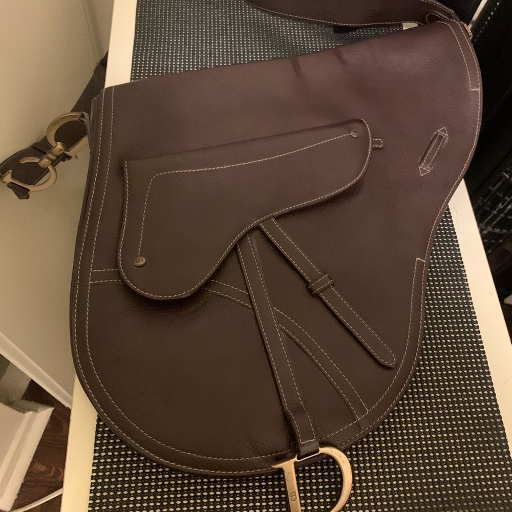 -Handbags Saddle CHRISTIAN DIOR Leather (W30 x H30 x D4cm / Shoulder Drop.unisex